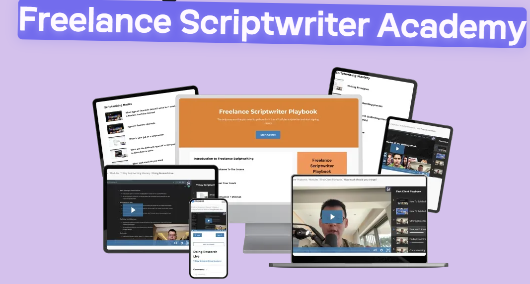 Bryan Ng Freelance Scriptwriter Playbook cover image featuring YouTube scriptwriting strategies